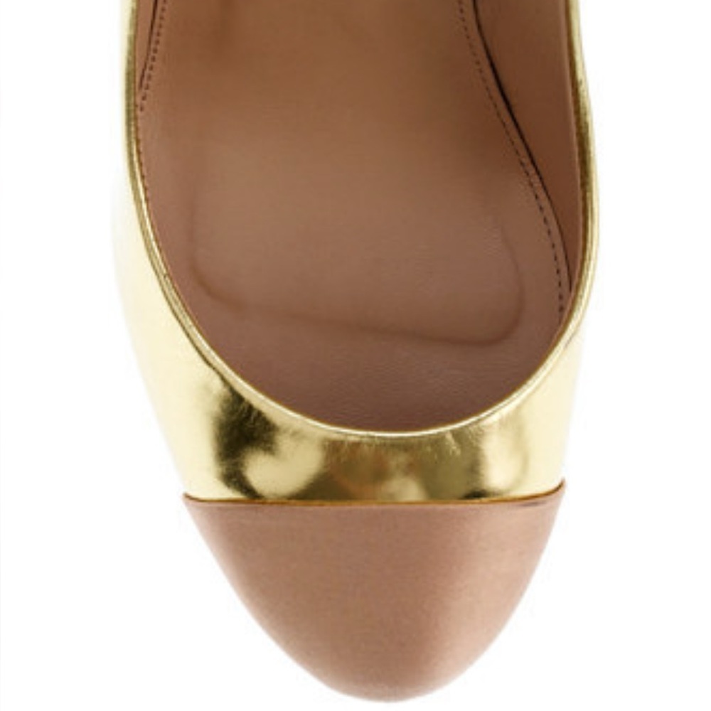 Vintage J.Crew Etta Cap-toe Gold and Tan Metallic Women's Pumps - Picture 2 of 15